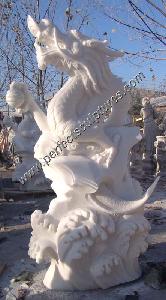 Antique Stone Marble Dragon for Feng Shui Statue Sculpture (SY-T023)